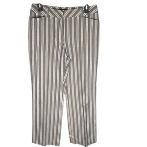 Jones Wear Pants Womens 6 Gray White Striped Stretch Straight Leg Casual Pockets